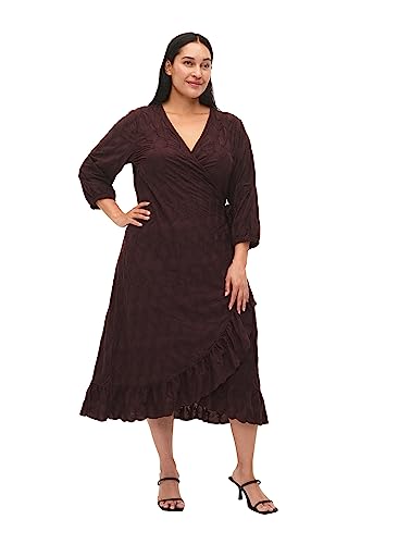 Zizzi Flash by Damen Großen Größen Wickelkleid 3/4-Ärmeln Größe 50-52 Fudge von Zizzi