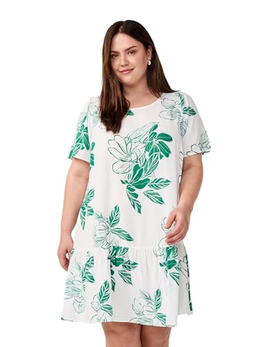 Zizzi Flash by Damen-Kleid in großen Größen, Viskose, Kurze Ärmel, Größe Gr M Green Flower von Zizzi