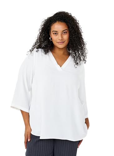 Zizzi Flash by Damen große Größen Bluse 3/4-Ärmel V-Ausschnitt Größe Gr S Cloud Dancer von Zizzi