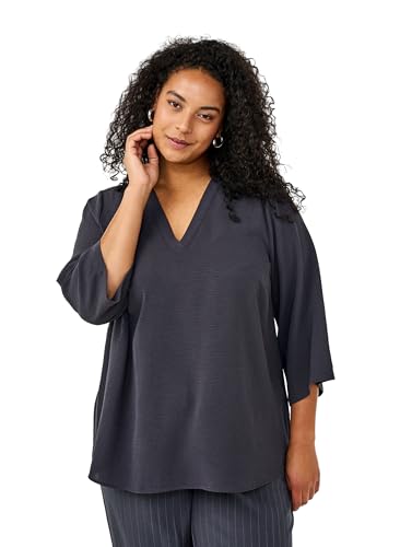 Zizzi Flash by Damen große Größen Bluse 3/4-Ärmel V-Ausschnitt Größe Gr S Phantom von Zizzi
