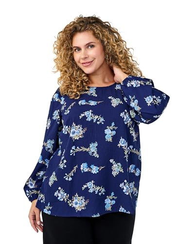 Zizzi Flash by Damen große Größen Bluse Lange Ärmel Größe Gr XL Blue Flower von Zizzi