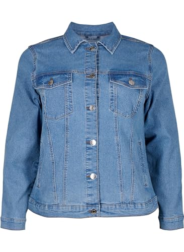 Zizzi Flash by Damen große Größen Denim-Jacke mit Taschen Größe Gr L (50/52) Blue Denim von Zizzi