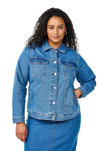 Zizzi Flash by Damen große Größen Denim-Jacke mit Taschen Größe Gr M (46/48) Blue Denim von Zizzi
