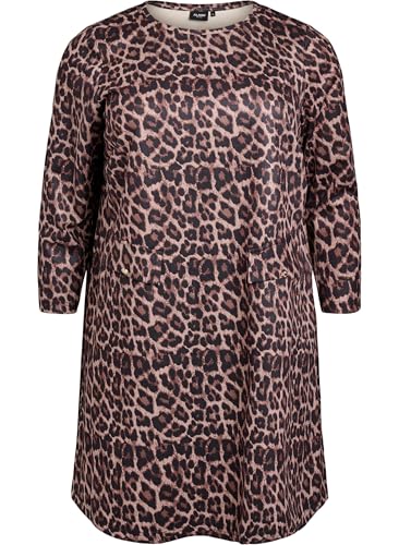 Zizzi Flash by Damen große Größen Kurzes Kleid Print O-Ausschnitt Größe Gr XXL Leo AOP von Zizzi