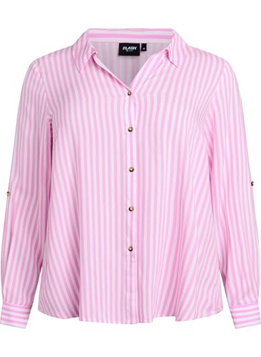 Zizzi Flash by Damen große Größen Shirt Lange Ärmel Streifen Größe Gr L Begonia P.w. White von Zizzi