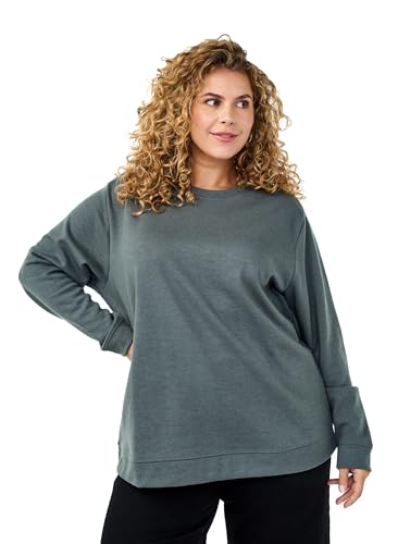 Zizzi Flash by Damen große Größen Sweatshirt Rundhals Größe Gr M Balsam Green von Zizzi