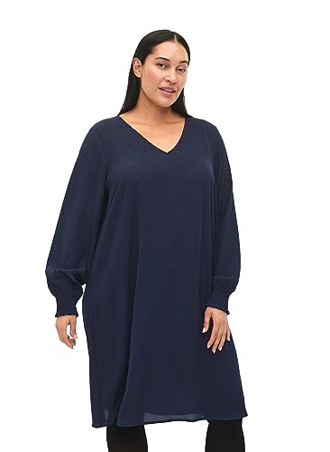 Zizzi Flash by Frauen Große Größen Kleid Lange Ärmel Größe 42-44 Navy w. Gold von Zizzi