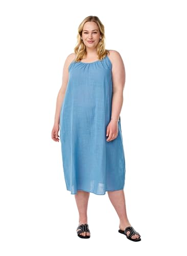 Zizzi Flash by Frauen Große Größen Träger Kleid Baumwolle Größe 42–60 Gr XXXL Faded Denim von Zizzi