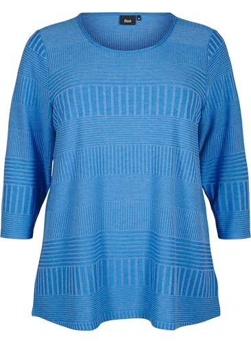 Zizzi Frauen Große Größen Bluse 3/4 Ärmel Muster Größe Gr XXL Princess Blue Mel. von Zizzi