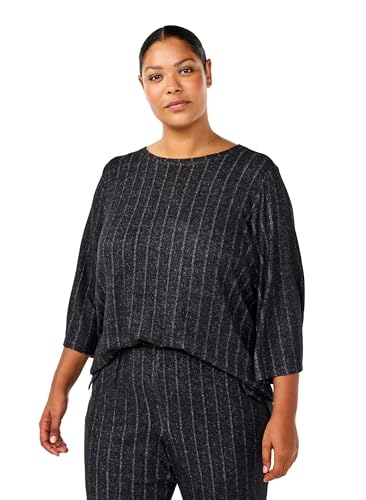 Zizzi Frauen Große Größen Bluse 3/4-Ärmel Viskose Größe Gr XL Black Melange von Zizzi