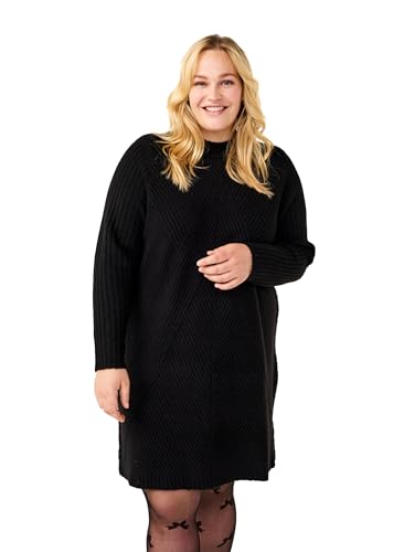 Zizzi Frauen Große Größen Gestrickt Wolle Rundhalsausschnitt Kleid Größe Gr L Black von Zizzi