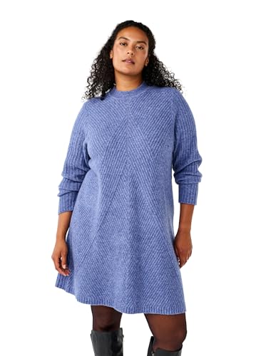 Zizzi Frauen Große Größen Gestrickt Wolle Rundhalsausschnitt Kleid Größe Gr XXL Grey Blue Mel. von Zizzi
