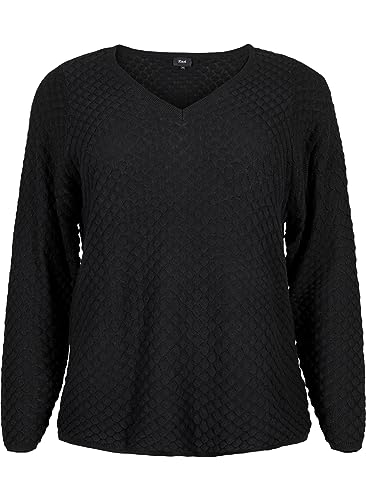 Zizzi Frauen Große Größen Gestrickter Pullover Bio-Baumwolle Größe 42-44 Black von Zizzi