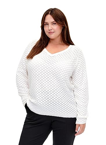 Zizzi Frauen Große Größen Gestrickter Pullover Bio-Baumwolle Größe 42-44 Cloud Dancer von Zizzi