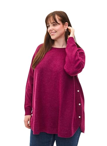 Zizzi Frauen Große Größen Gestrickter Pullover Melange Rundhals Größe 42-44 Raspberry Mel. von Zizzi