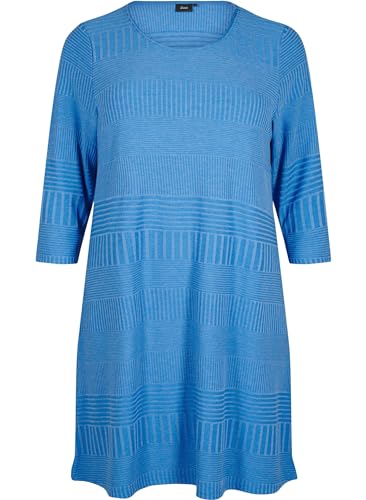 Zizzi Frauen Große Größen Kleid 3/4 Ärmel O-Ausschnitt Muster Größe Gr L Princess Blue Mel. von Zizzi