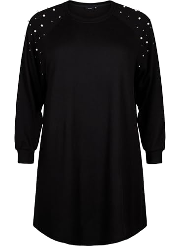 Zizzi Frauen Große Größen Kleid Lange Ärmel O-Ausschnitt Größe Gr M Black von Zizzi