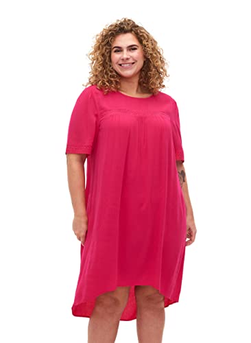 Zizzi Frauen Große Größen Kleid Viskose Kurzarm Größe 42-44 Bright Rose von Zizzi