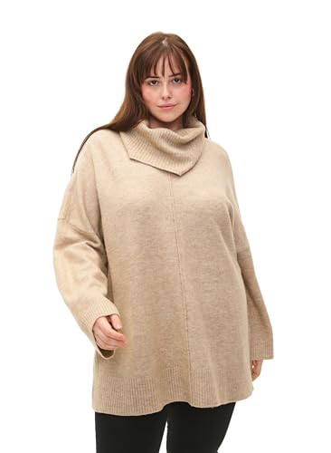 Zizzi Frauen Große Größen Pullover Rollkragen Wolle Größe 50-52 Simply Taupe Mel. von Zizzi