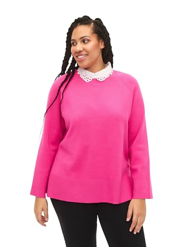 Zizzi Frauen Große Größen Pullover Viskose Streifen Größe 46-48 Raspberry Rose von Zizzi