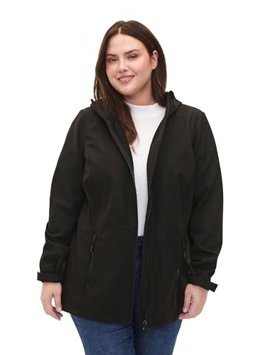 Zizzi Frauen Große Größen Softshelljacke Kapuze Taschen Größe 42-44 Black von Zizzi