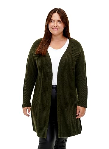 Zizzi Frauen Große Größen Strickjacke Strickmuster Einheitsgröße 46-48 Forest Night Mel. von Zizzi