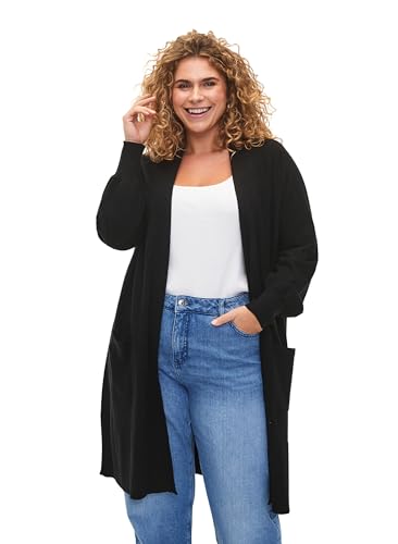 Zizzi Frauen Große Größen Strickjacke Taschen Viskose Größe 42-44 Black von Zizzi