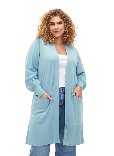 Zizzi Frauen Große Größen Strickjacke Taschen Viskose Größe 62-64 Reef Waters Mel. von Zizzi