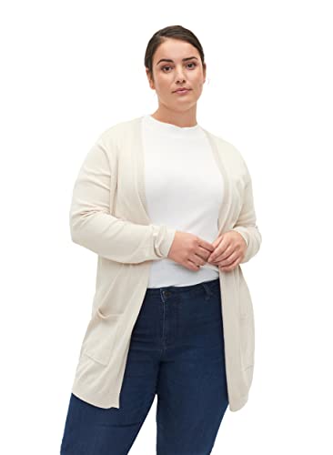 Zizzi Frauen Große Größen Strickjacke Viskosemischung S. - Plus Size Damenkleidung 42-44 Pumice Stone von Zizzi