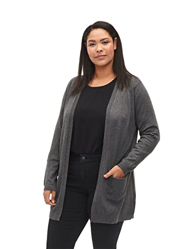 Zizzi Frauen Große Größen Strickjacke Viskosemischung S. - Plus Size Damenkleidung 46-48 Dark Grey Melange von Zizzi