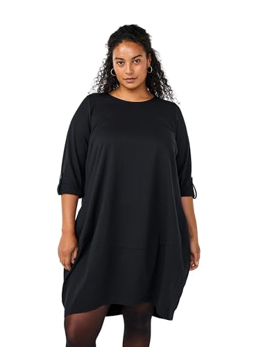 Zizzi Frauen Große Größen Sweatkleid O-Ausschnitt Ballonschnitt Größe Gr M Black von Zizzi