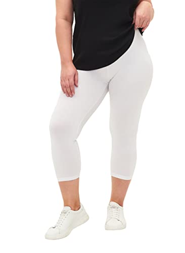 Zizzi Frauen Plus Größe 3/4 Leggings Basic Viskose Größen 46-48 Bright White von Zizzi