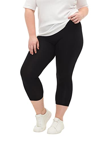 Zizzi Frauen Plus Größe 3/4 Leggings Basic Viskose Größen Gr L Black von Zizzi