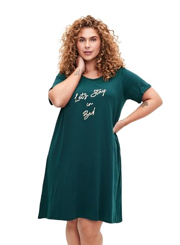 Zizzi Frauen Plus Größe Baumwolle Kurzarm Nachthemd Größe Gr XL (54/56) Black Sleep/D.T.Lets von Zizzi