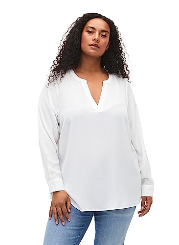 Zizzi Frauen Plus Größe Bluse Langarm Spitze 42-44 Bright White von Zizzi