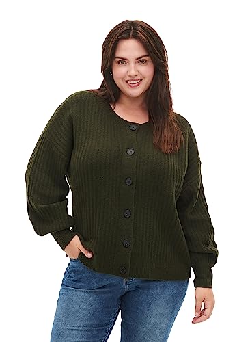 Zizzi Frauen Plus Größe Cardigan Strick Knöpfe Wolle Größe 62-64 Forest Night Mel. von Zizzi