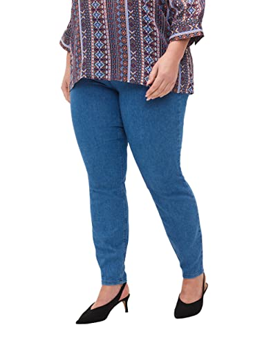 Zizzi Frauen Plus Größe Leggings Tight Fit Stretch Größe 42-44 Blue Denim von Zizzi