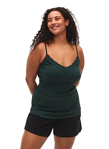 Zizzi Frauen Plus Größe Nacht Tops 2-Pack Spitze Baumwolle Größe 46-48 Black/Scarab von Zizzi