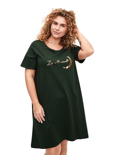 Zizzi Frauen Plus Größe Nachthemd Baumwolle Kurze Ärmel Größe Gr L (50/52) Scarab Enthusiast von Zizzi