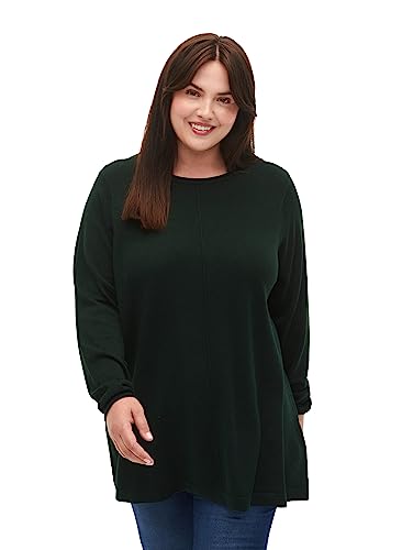 Zizzi Frauen Plus Größe Strickbluse O-Ausschnitt Baumwolle Viskose Größe Gr L Scarab von Zizzi