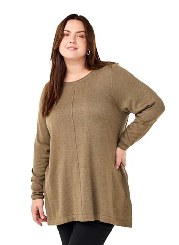 Zizzi Frauen Plus Größe Strickbluse O-Ausschnitt Baumwolle Viskose Größe Gr M Dusky Green von Zizzi