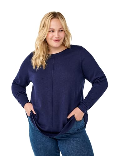 Zizzi Frauen Plus Größe Strickbluse O-Ausschnitt Baumwolle Viskose Größe Gr M Naval Academy von Zizzi