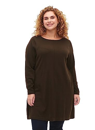 Zizzi Frauen Plus Größe Strickkleid Baumwolle Viskose Größe 42-44 Demitasse Mel. von Zizzi