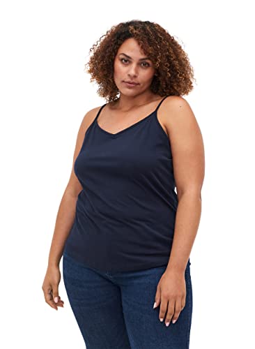 Zizzi Große Größen Damen 2er Pack Baumwolltops mit V-Ausschnitt Gr 46-48 Mehrfarbig von Zizzi