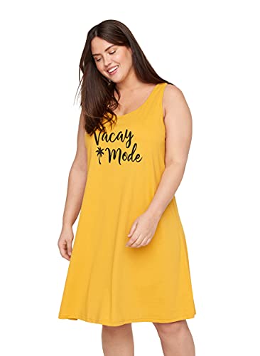 Zizzi Große Größen Damen Baumwollkleid mit A-Linie Gr - Plus Size Damen Kleidung 42-44 Mineral Yellow Vacay von Zizzi