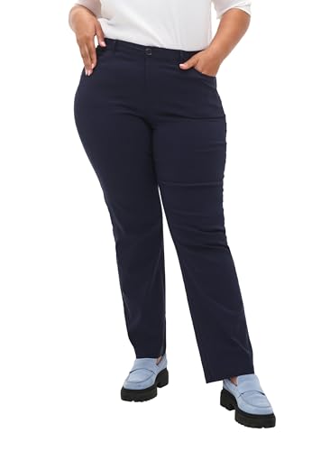 Zizzi Große Größen Damen Einfarbige Hose mit regulärer Passform Gr 48 Night Sky von Zizzi