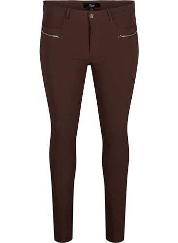 Zizzi Große Größen Damen Enganliegende Hose aus Viskosemischung Gr 44 Coffee Bean von Zizzi