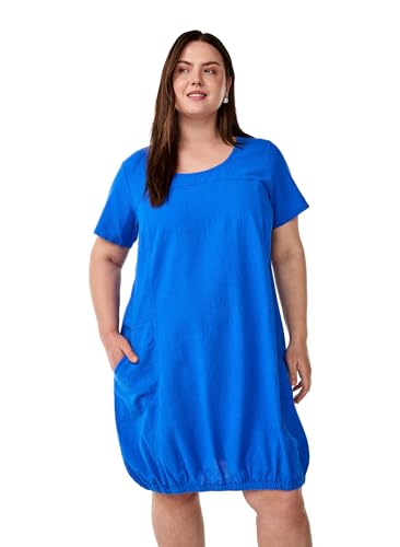 Zizzi Große Größen Damen Kurzarm Baumwollkleid Gr Gr L Strong Blue - Plus Size Damen Kleidung von Zizzi