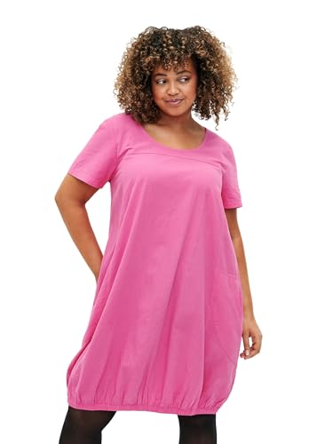 Zizzi Große Größen Damen Kurzarm Baumwollkleid Gr Gr M Shocking Pink - Plus Size Damen Kleidung von Zizzi