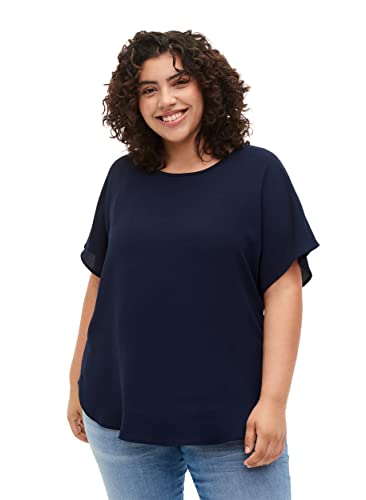 Zizzi Große Größen Damen Kurzarm Bluse mit Rundhals Gr - Plus Size Damen Kleidung 42-44 Navy Blazer von Zizzi